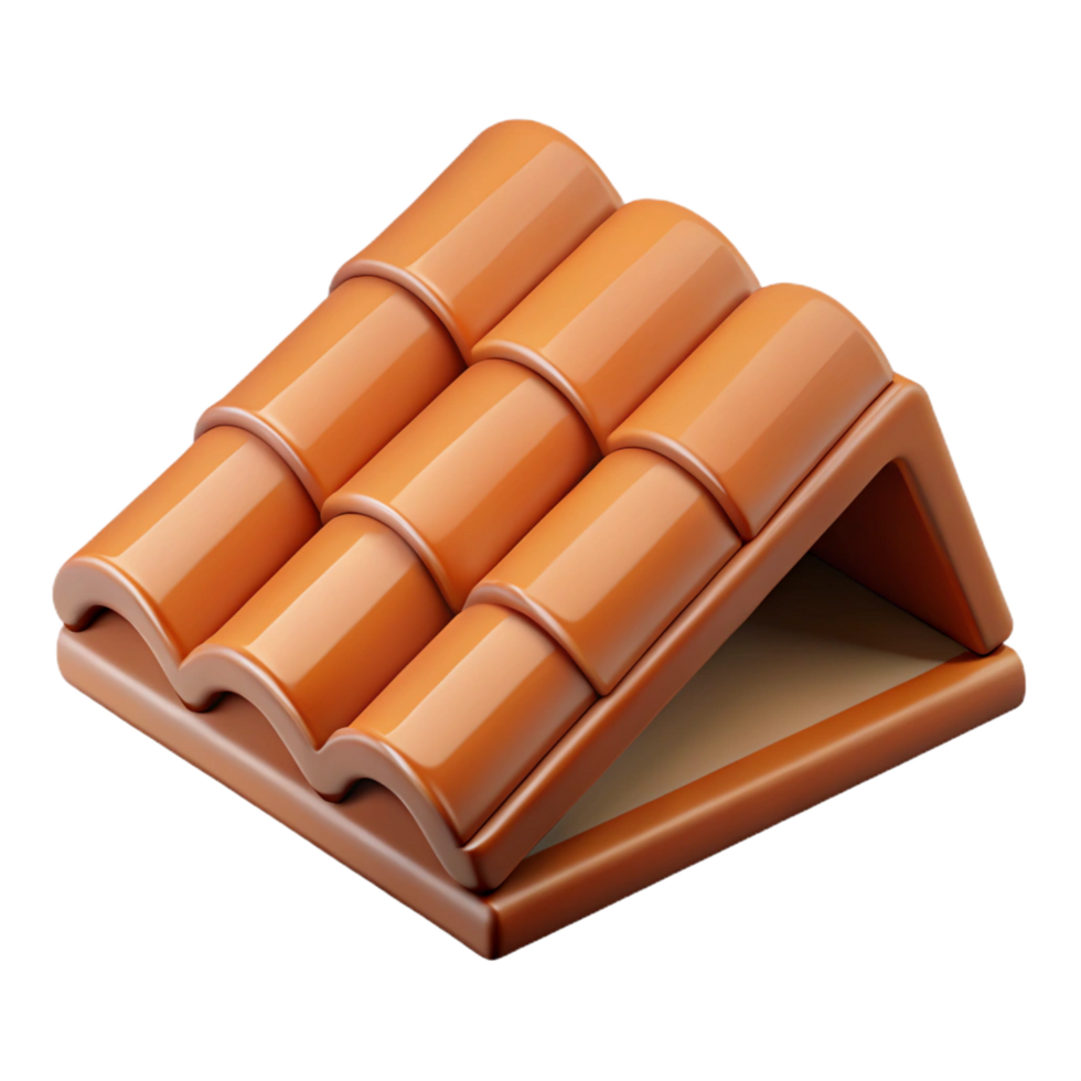 serene acclaimed Photorealistic, isolated cutout of a single, terracotta roof tile with Transparent Background png