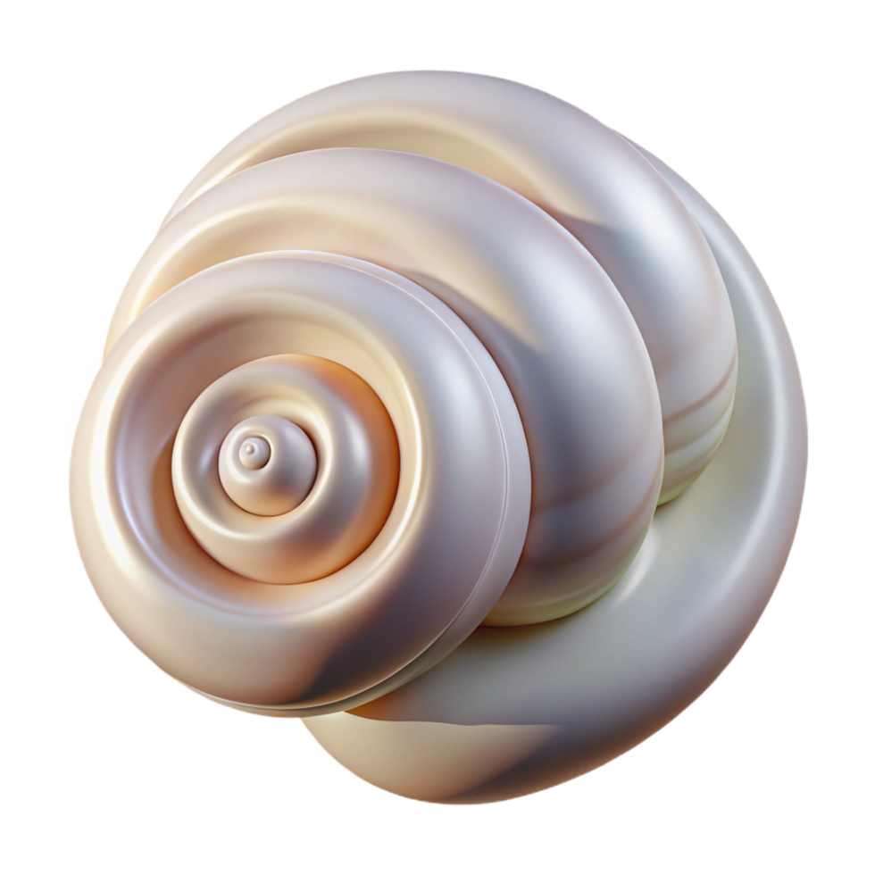 notable impressionist Professional render ultra-detailed isolated cutout of a seashell spiral, polished, pearly white, intricate curves, with Transparent Background elite png
