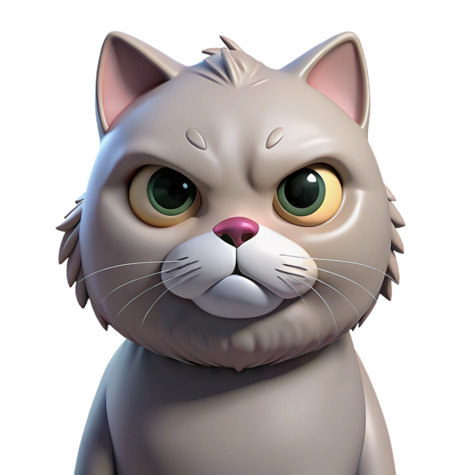 rare elegant A grumpy Persian cat with a flat face, with Transparent Background museum quality png