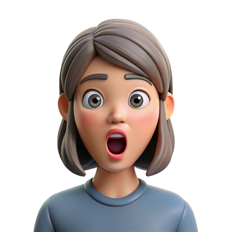 standout modern Surprised woman, eyes wide, mouth open, with Transparent Background fine detail png