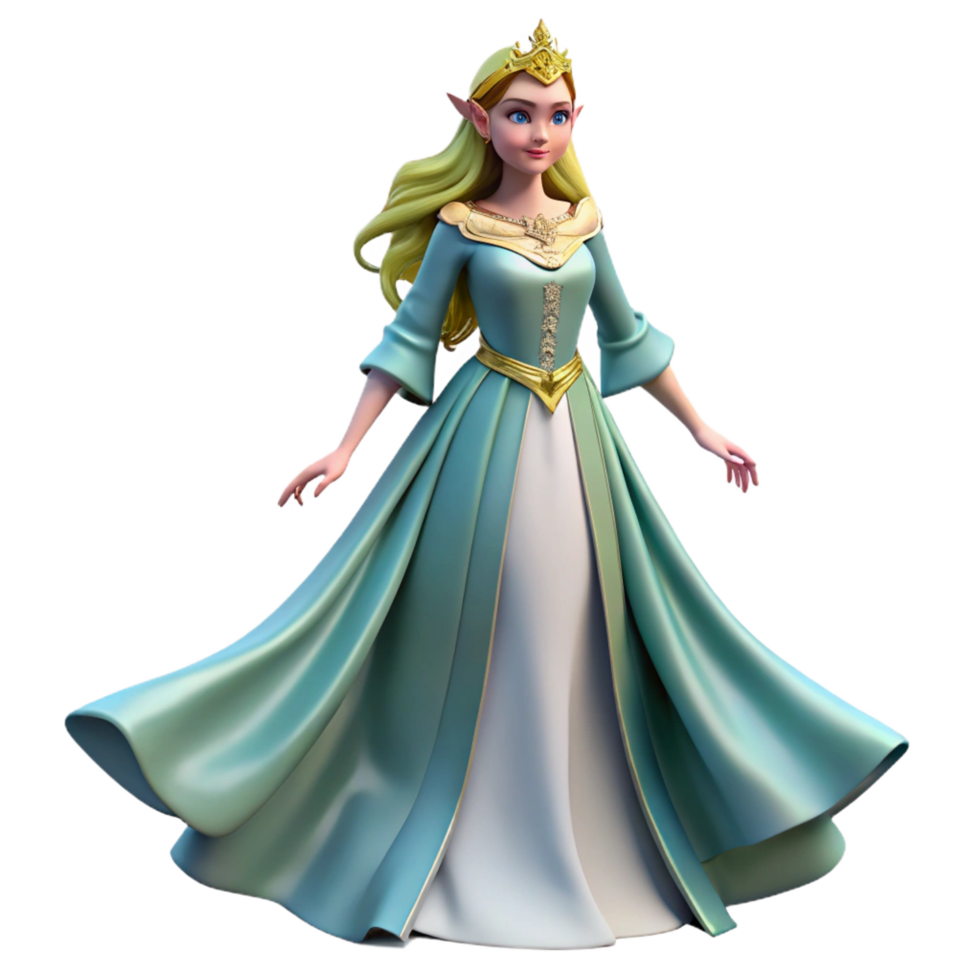 wonderful organic A beautiful elven princess, wearing a flowing gown with Transparent Background perfect clarity png