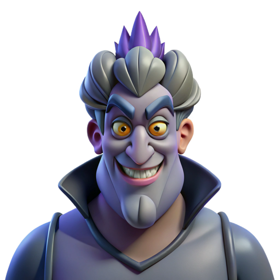 whimsical dramatic Hades, God of the Underworld, stern expression, with Transparent Background perfect clarity png