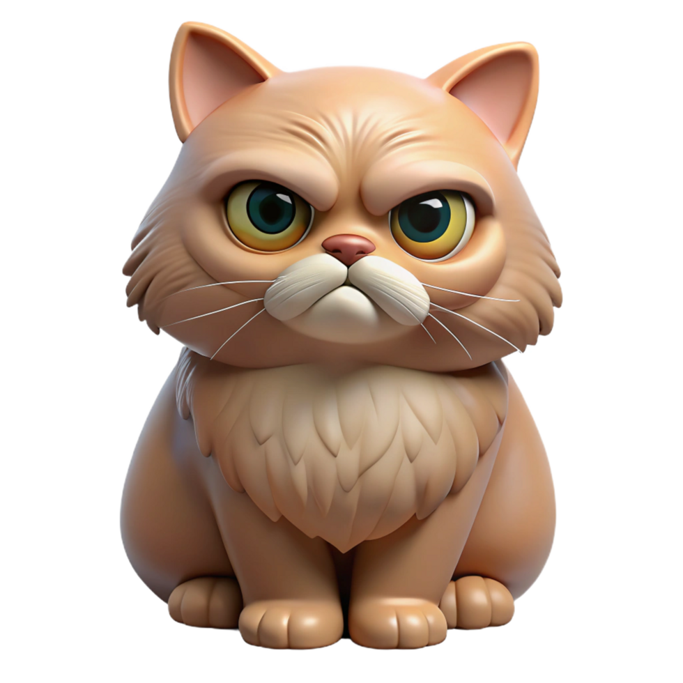 striking distinguished A grumpy Persian cat with a flat face, with Transparent Background png
