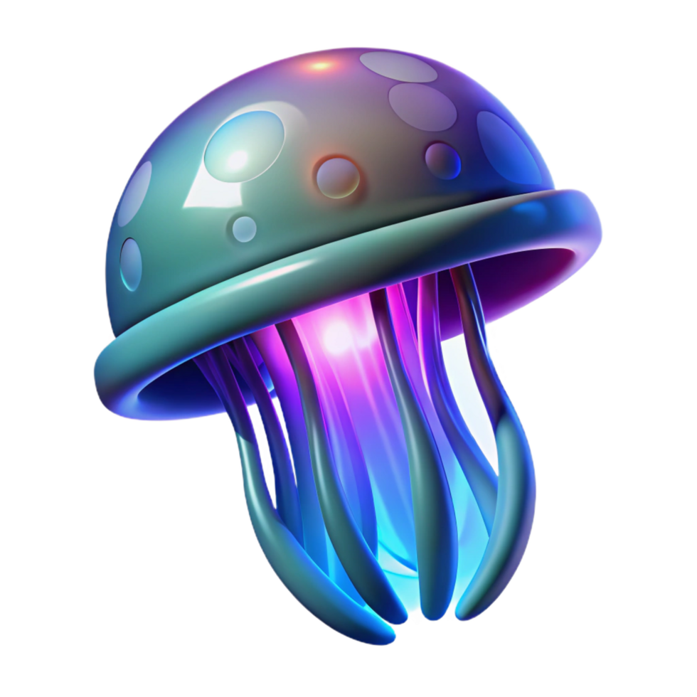 mesmerizing modern Concept art style, isolated cutout of a hyper-specific bioluminescent cosmic jellyfish, pulsating with ethereal light with Transparent Background professional png
