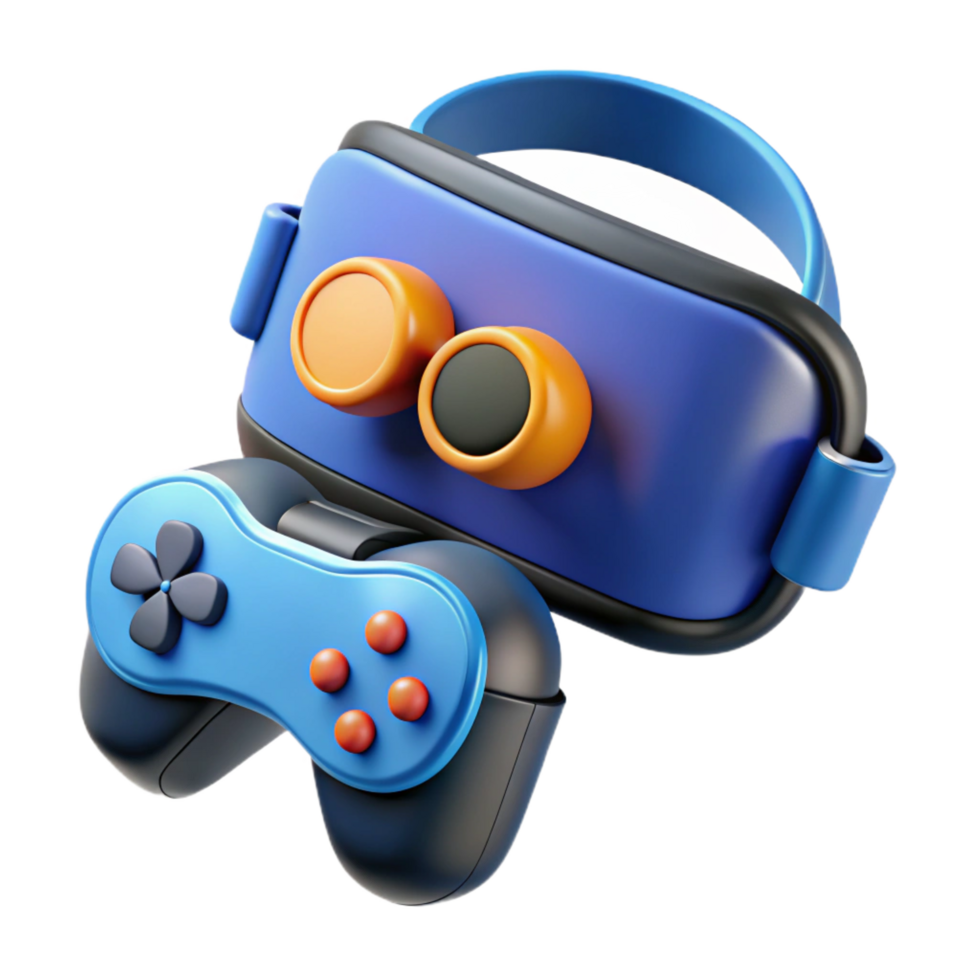 picturesque iconic Virtual reality headset with controllers with Transparent Background png