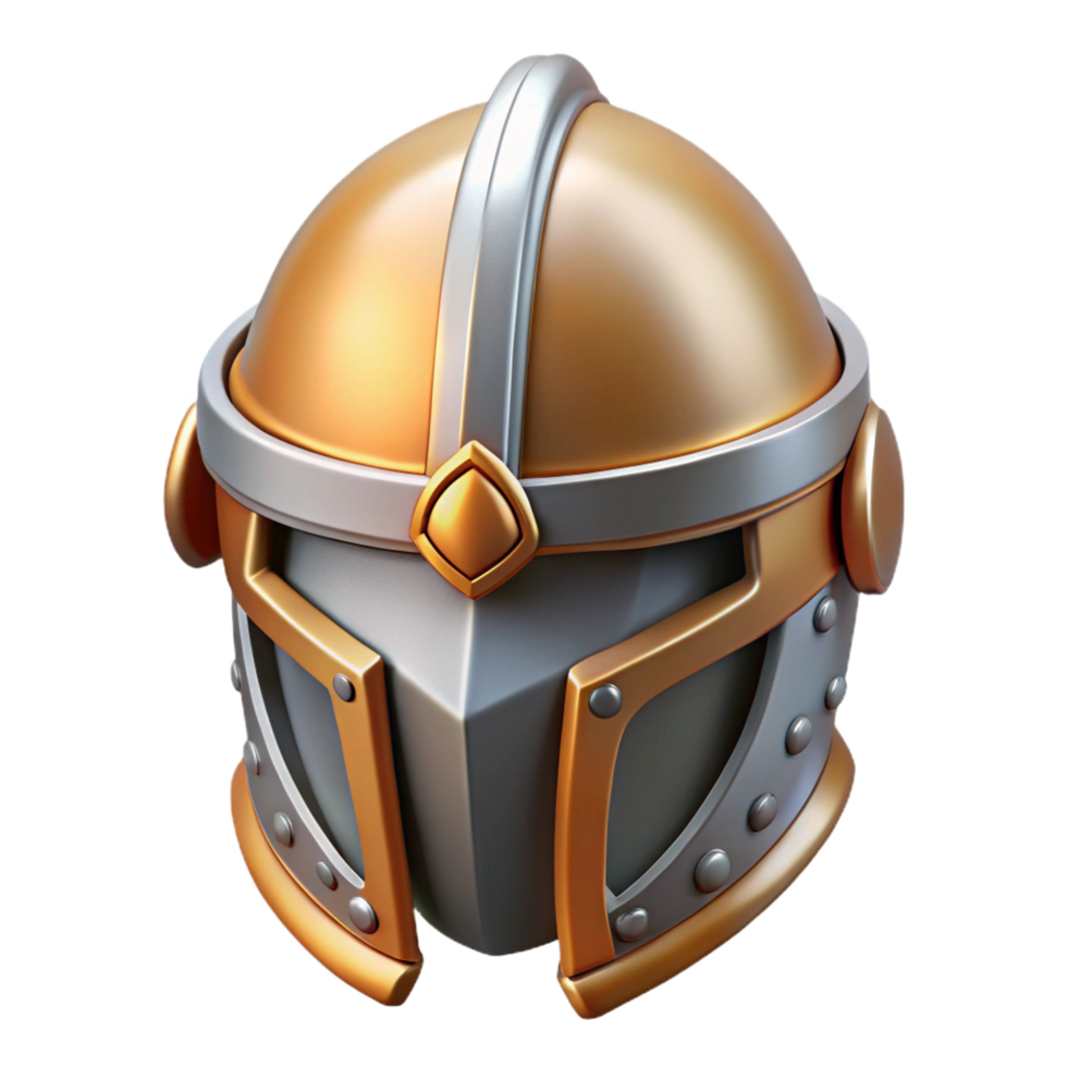 stunning memorable Ultra-detailed concept art illustration of a single stylized medieval helmet, knight's helm, isolated cutout with Transparent Background png
