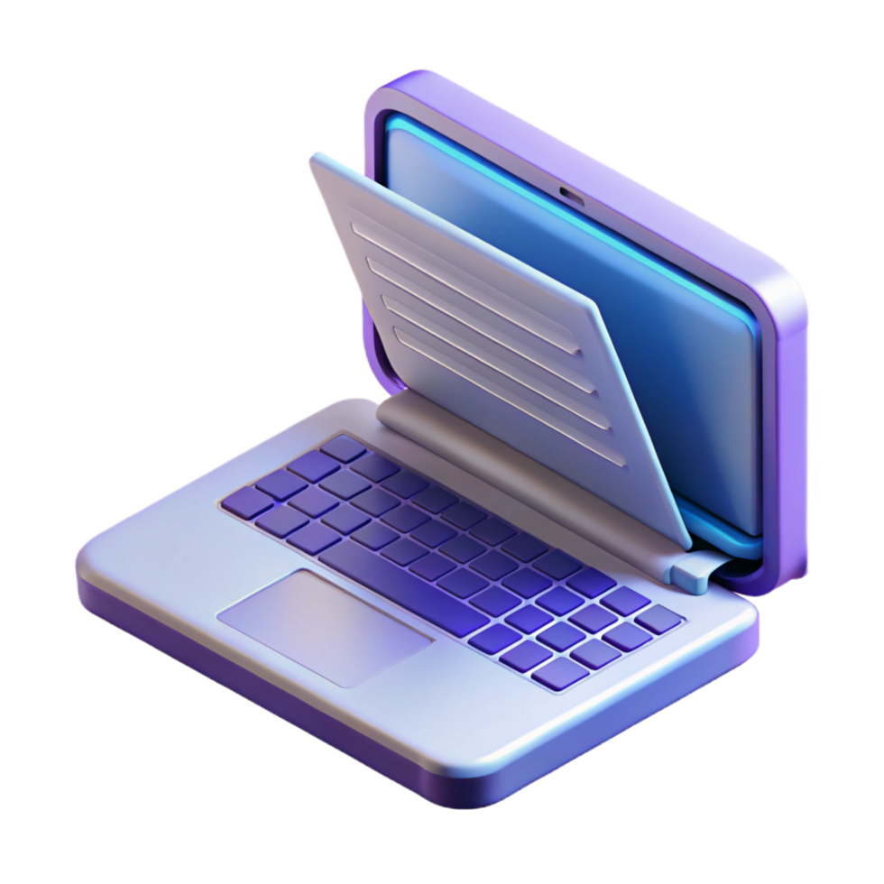 assinatura artístico computador portátil computador com aberto tampa exibindo código com transparente fundo sem falhas png