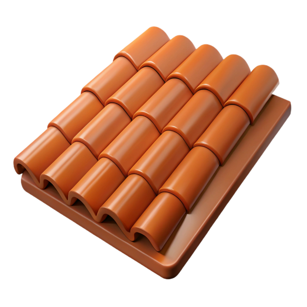magnificent energetic bohemian Photorealistic, isolated cutout of a single, terracotta roof tile with Transparent Background studio quality png