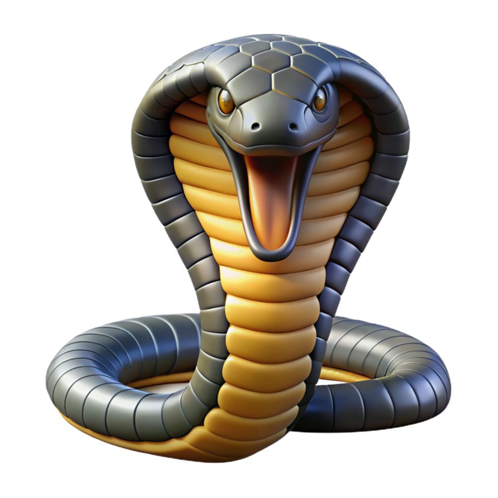 mesmerizing whimsical tropical A striking king cobra snake with hood flared with Transparent Background 4K png