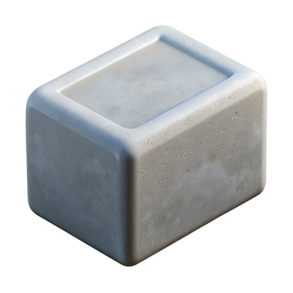 unparalleled vintage Photorealistic, isolated cutout of a single, concrete block with Transparent Background precision png