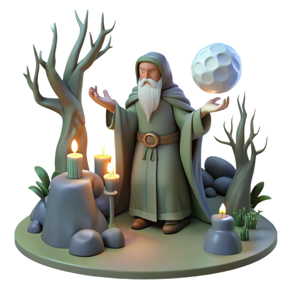 wonderful rustic A Wise Old Druid Performing a Ritual in high quality png