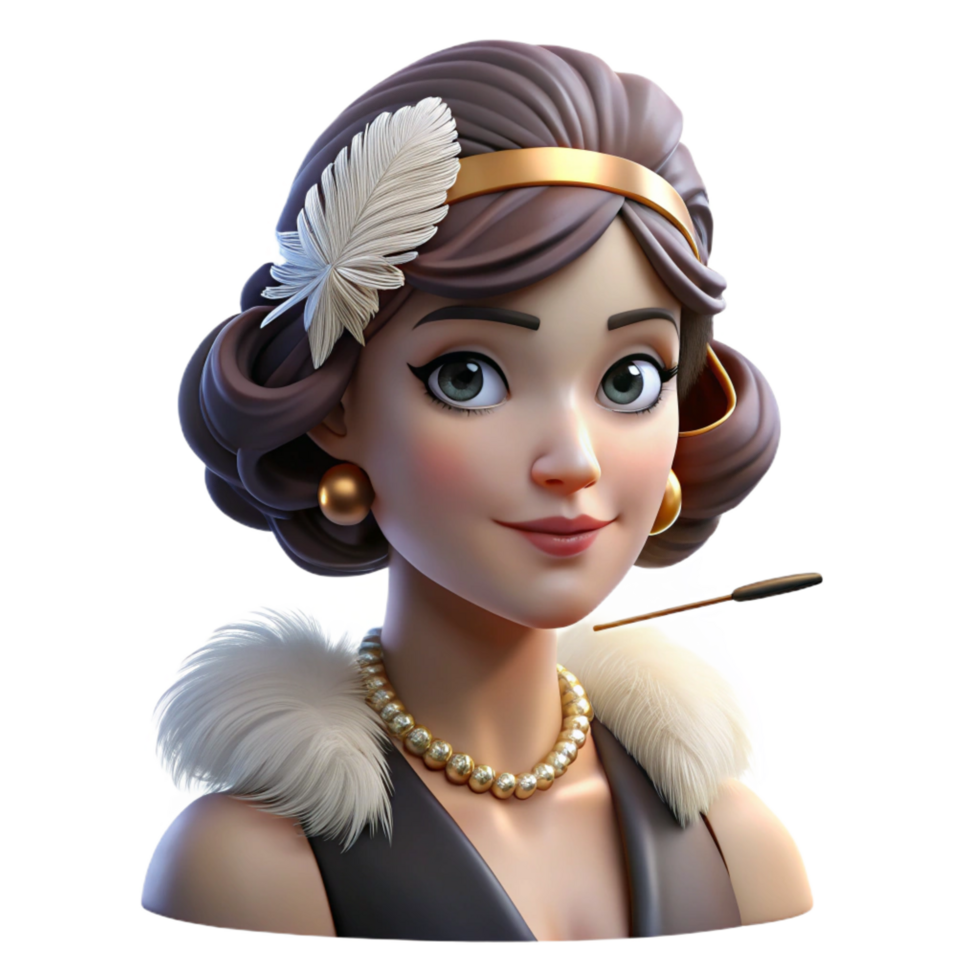 magnificent traditional Portrait of a Stylish Flapper Girl with professional png
