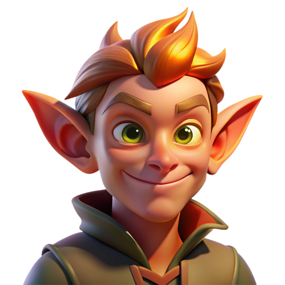 beautiful artistic Portrait of a Mischievous Elf with genuine png