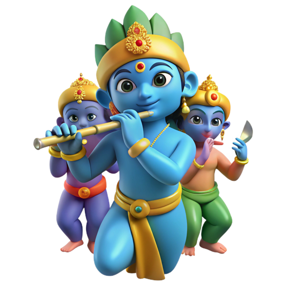 elegant contemporary Krishna Hindu Deity Playing a Flute exclusive png