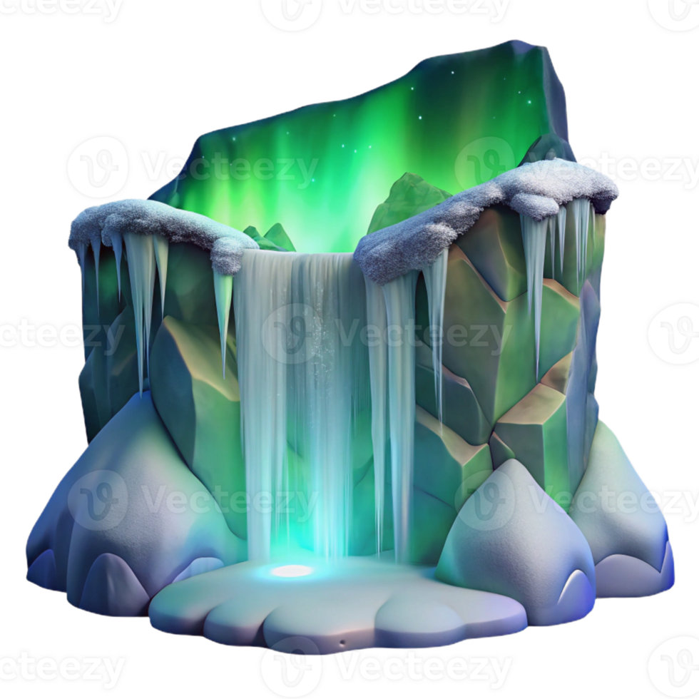 extraordinary artistic A Frozen Waterfall Cascading Down a authentic png