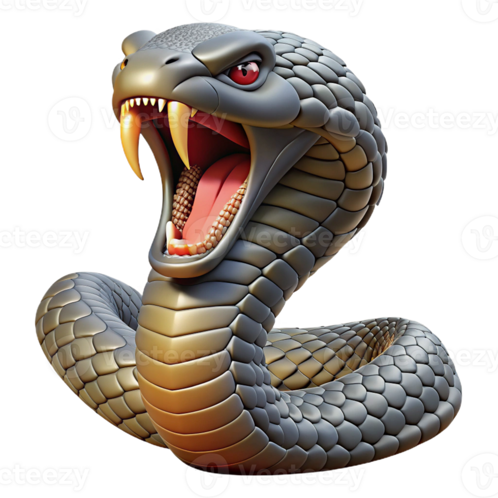 vibrant rustic A Hissing Cobra Ready to Strike high resolution png