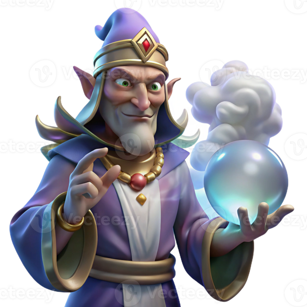 vibrant classic A Wise Oracle Gazing Into a Crystal premium png