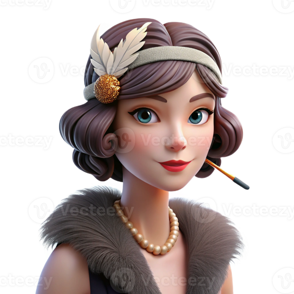 beautiful rustic Portrait of a Stylish Flapper Girl with genuine png