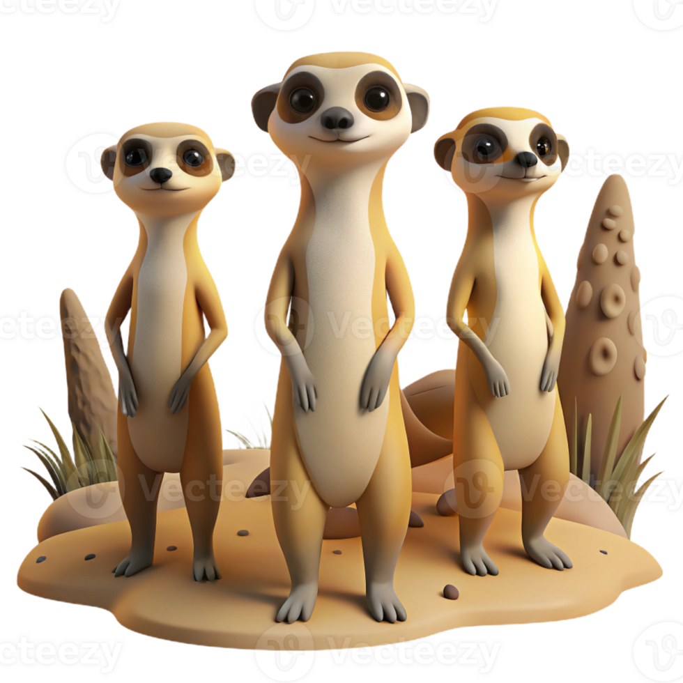 beautiful modern A Group of Meerkats Standing Alert in high quality png