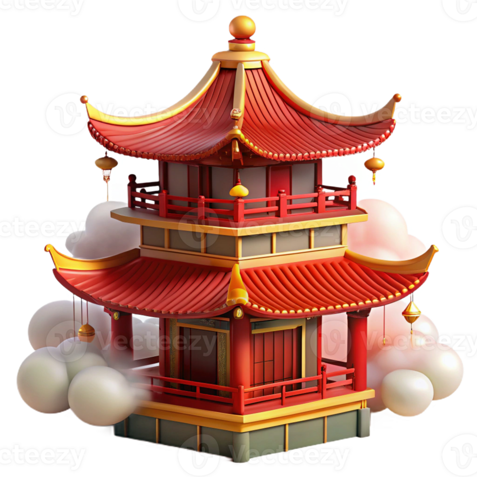 impressive vintage A Traditional Chinese Pagoda Vibrant professional png
