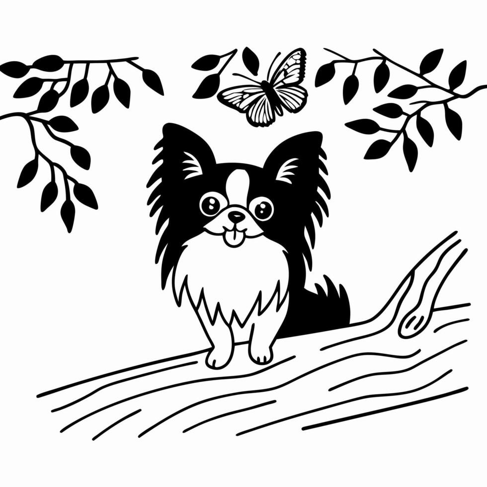 Cute Longhair Chihuahua on Branch vector