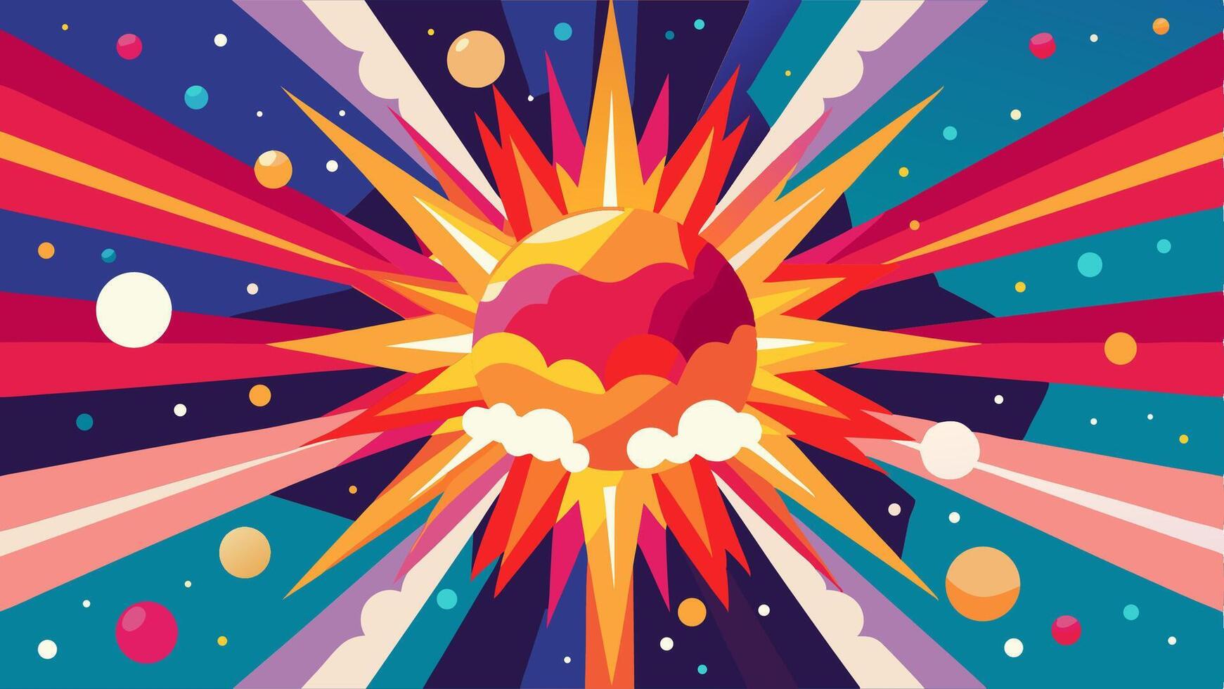 Colorful Burst Sun Abstract Art Background vector