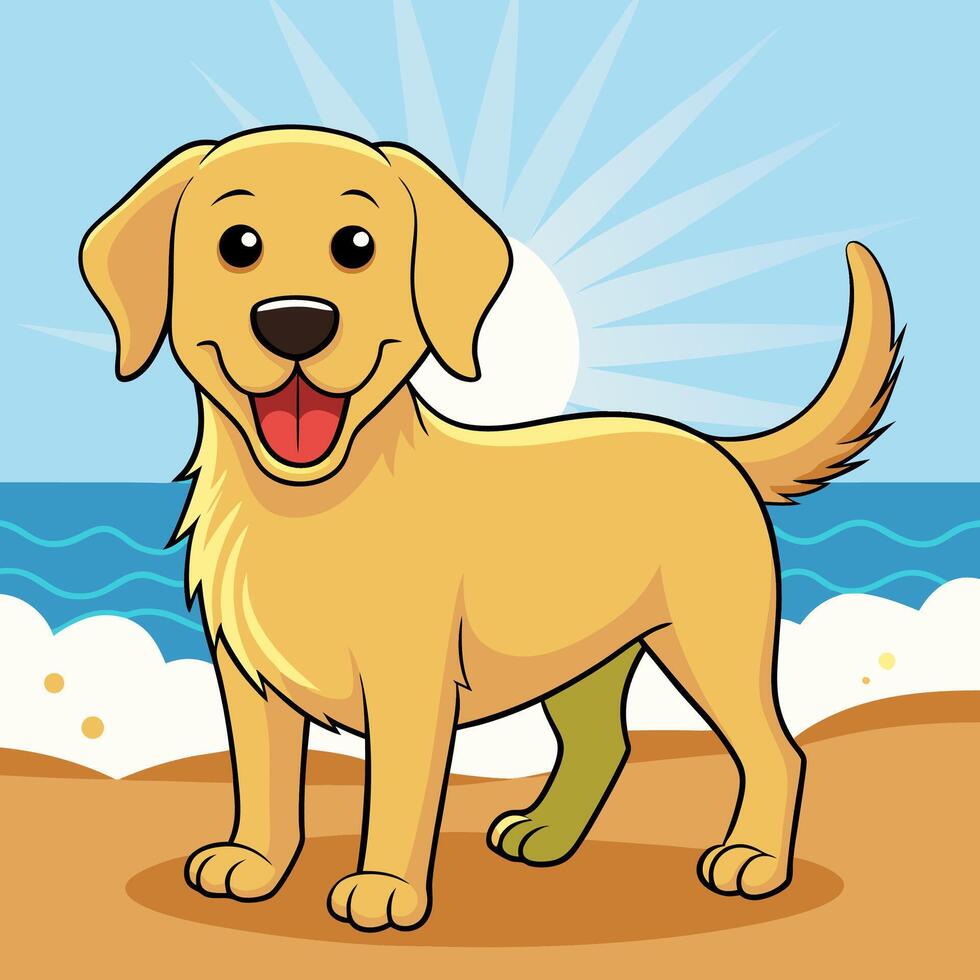 Golden Retriever at the Beach vector