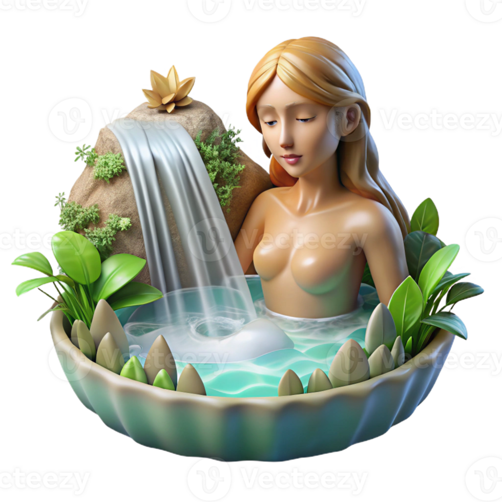 impressive traditional A Celestial Nymph Bathing in a 4K png