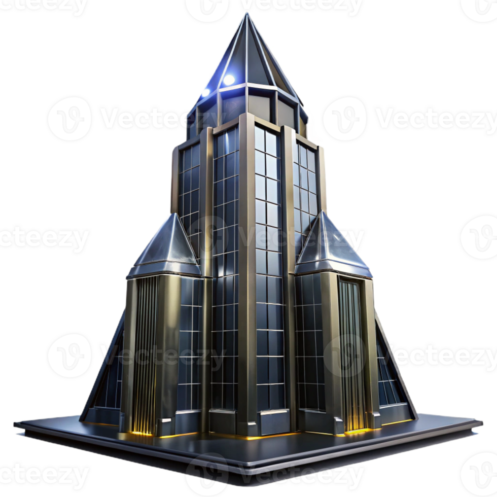 impressive classic Art Deco Skyscraper Chrome and Black professional png