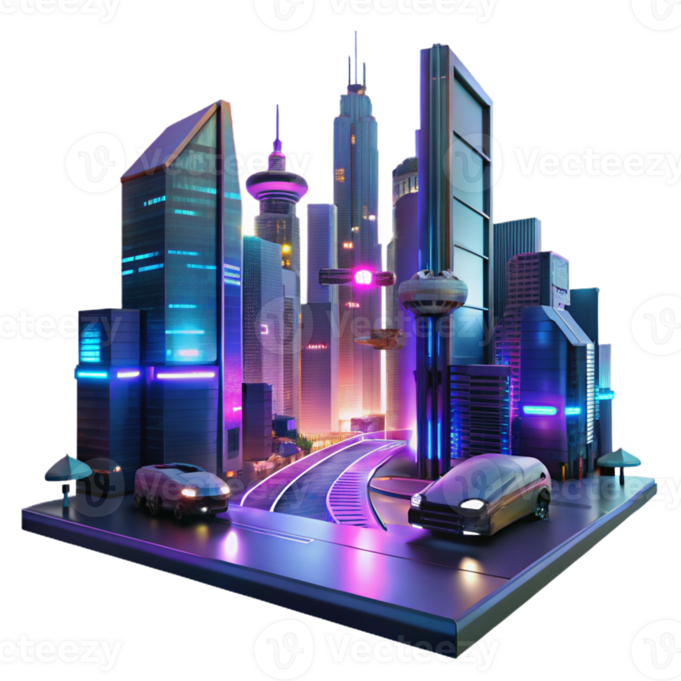 stunning rustic A Futuristic Cityscape at Night high resolution png