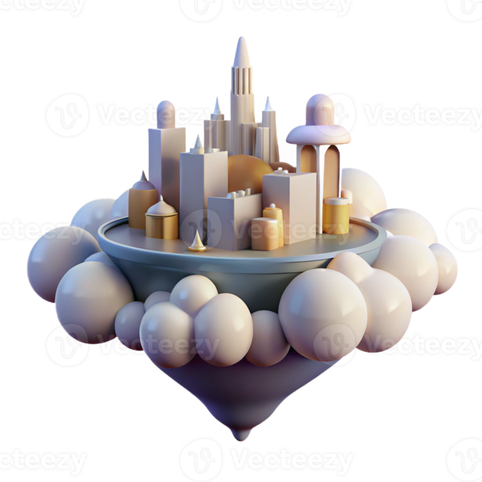 elegant minimalist A Floating City in the Clouds Soft 4K png
