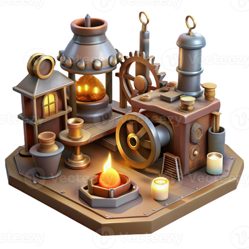 impressive abstract A Cluttered Steampunk Workshop Filled exclusive png