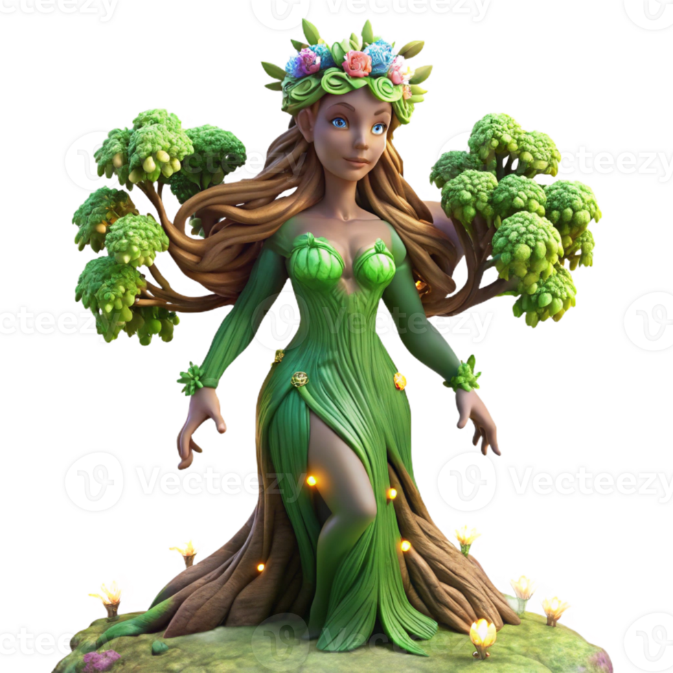 extraordinary modern A Serene Dryad Emerging from a Giant 4K png