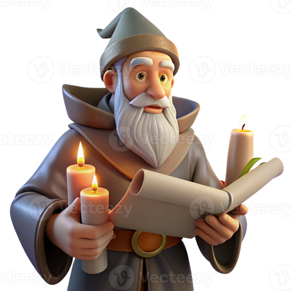 dramatic creative A Wise Old Wizard Studying Ancient original png