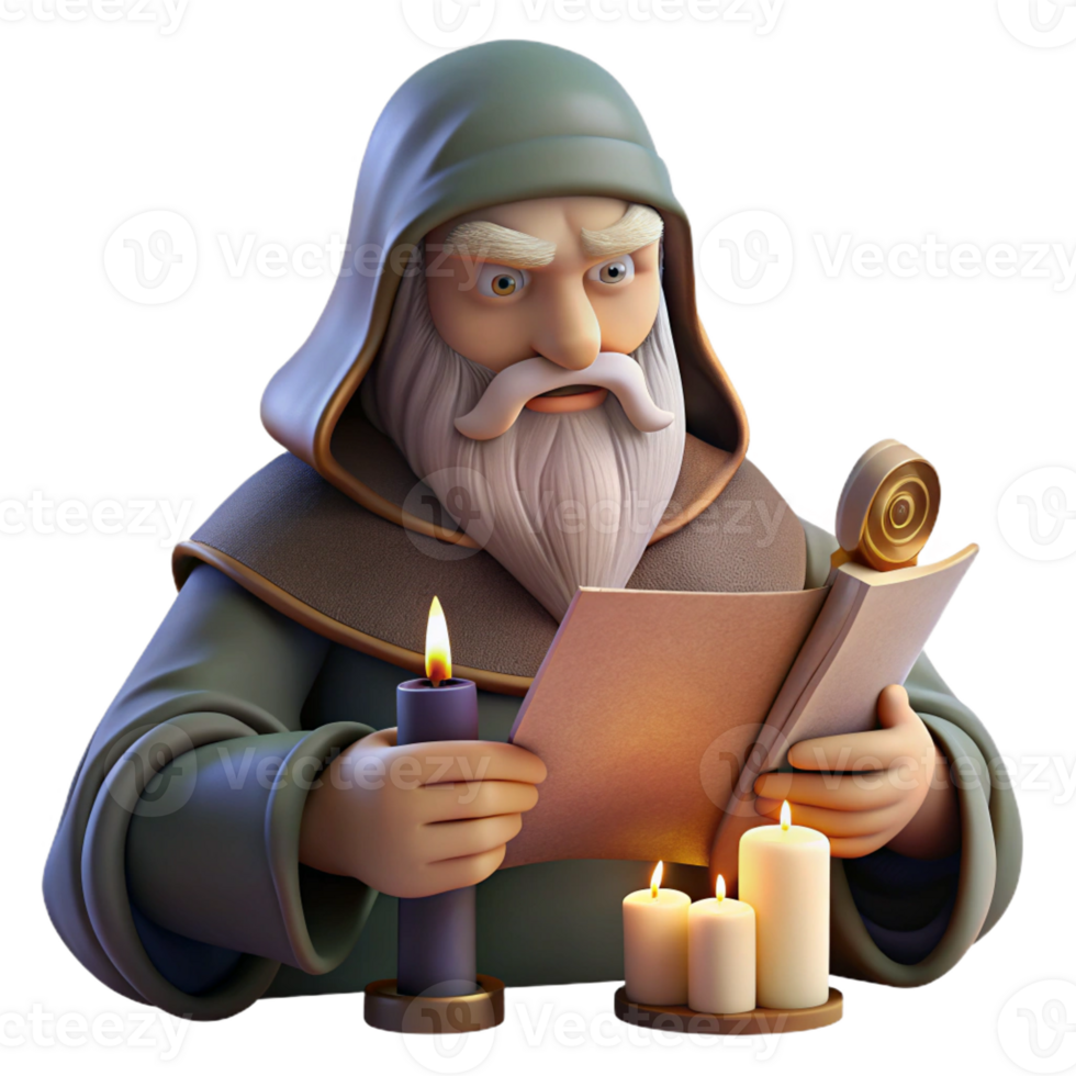 extraordinary traditional A Wise Old Wizard Studying Ancient authentic png