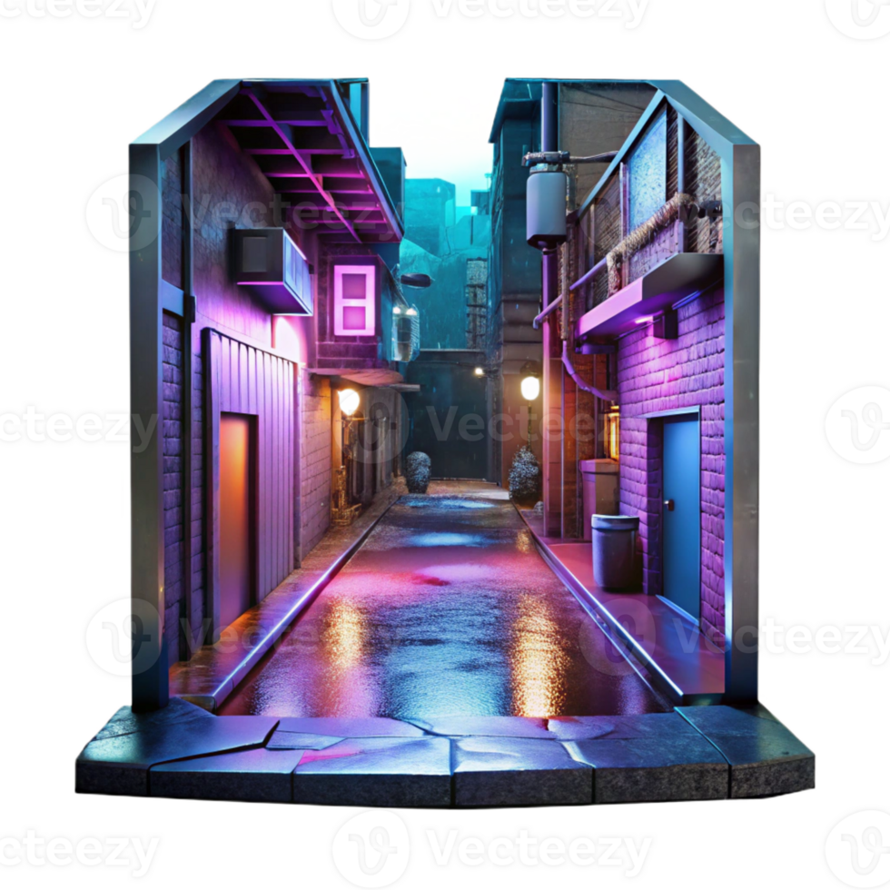 extraordinary abstract Cyberpunk Alleyway Neon Signs authentic png