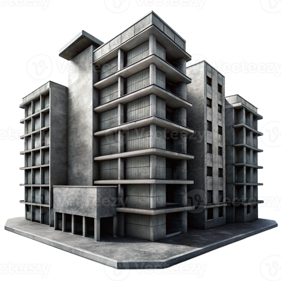 elegant modern Brutalism Style Concrete Apartment high resolution png