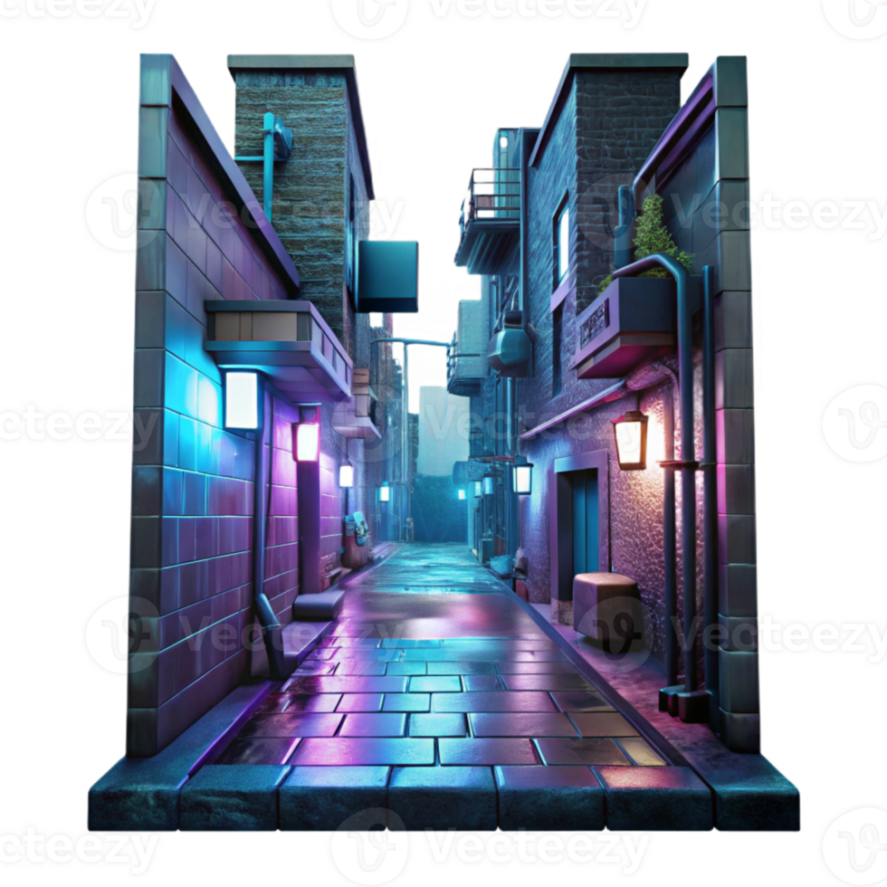 extraordinary modern Cyberpunk Alleyway Neon Signs original png
