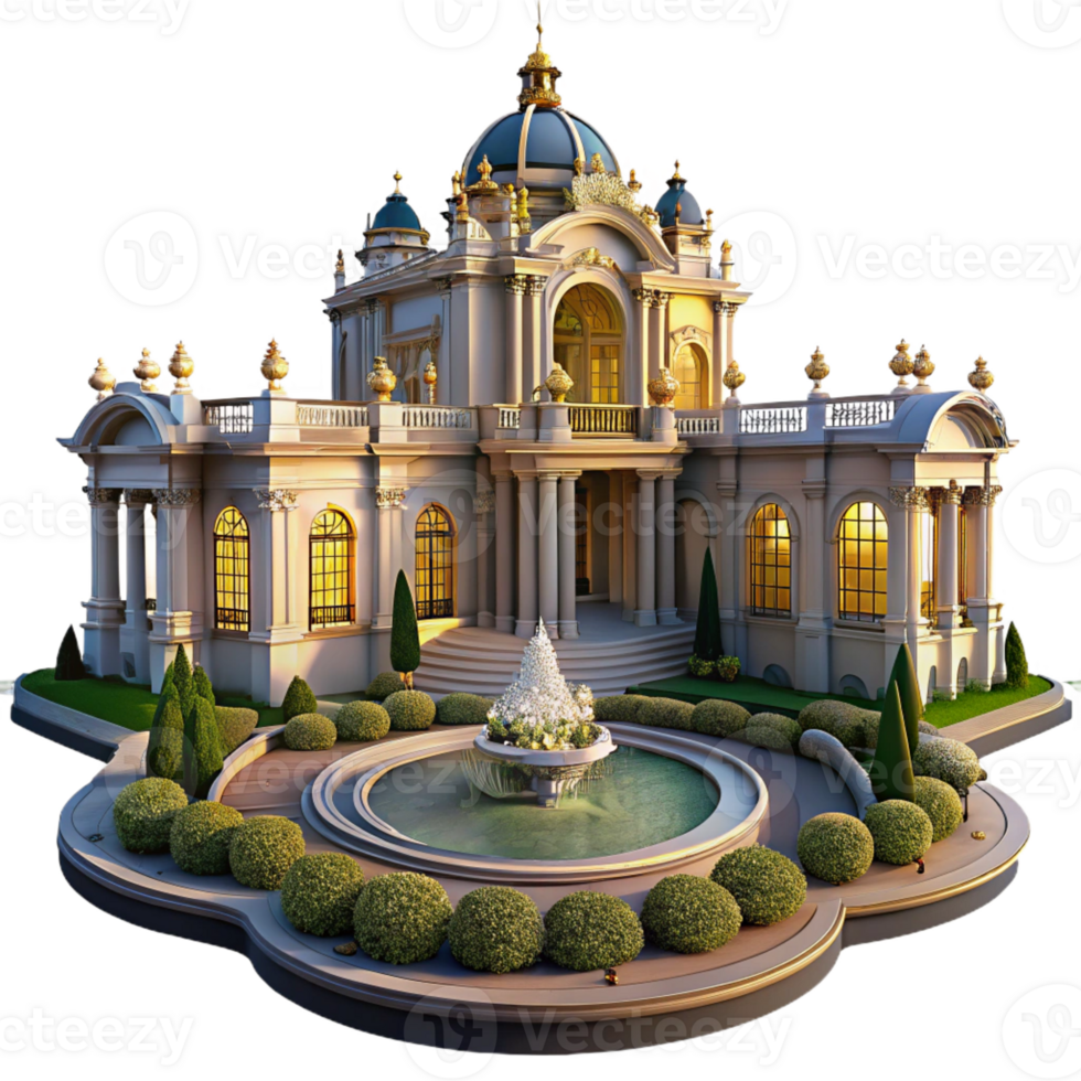 elegant rustic A Baroque Palace with Ornate Gardens high resolution png