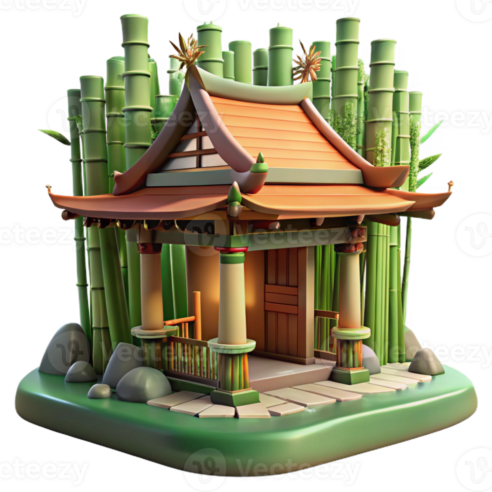 elegant artistic Bamboo Forest Temple Traditional 4K png