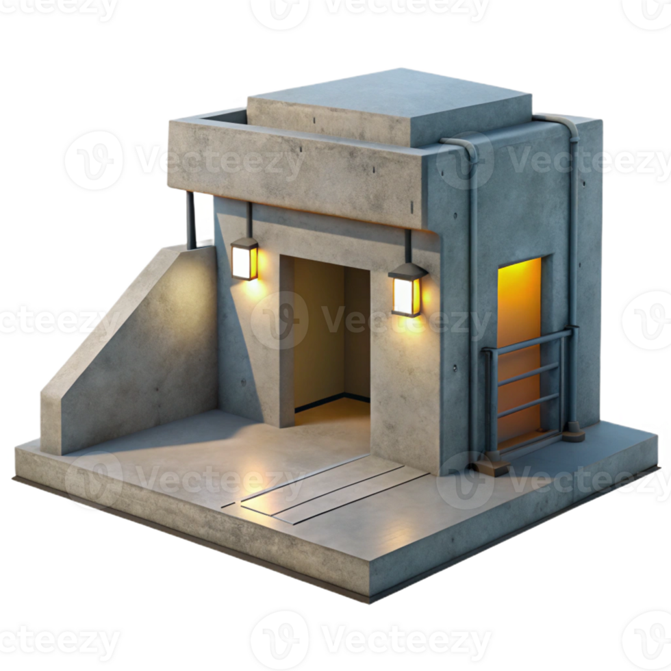 wonderful vintage A Minimalist Concrete Bunker with a professional png