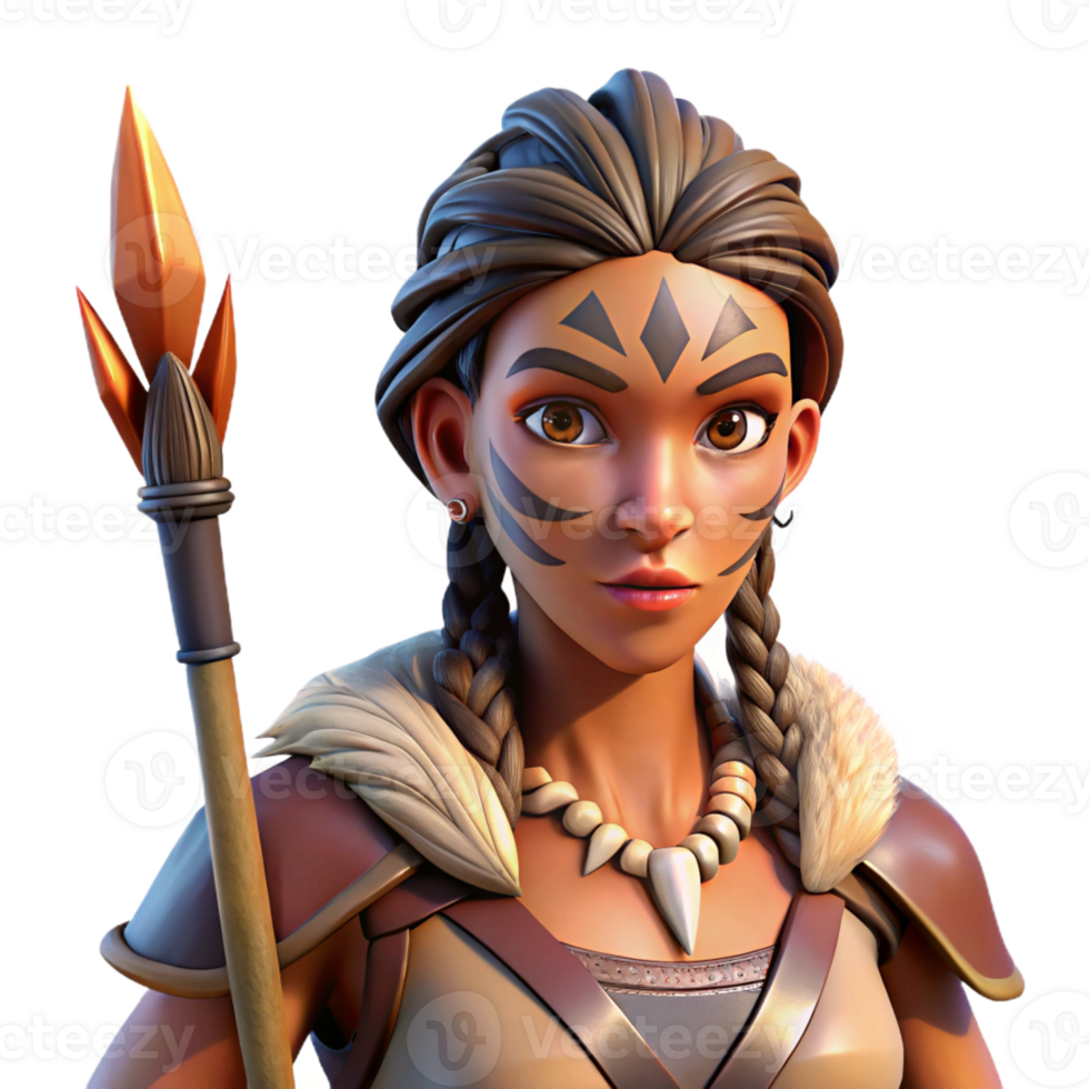 dramatic rustic A Portrait of a Fierce Warrior Woman professional png