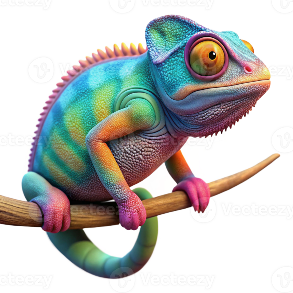impressive artistic A Vibrant Chameleon Perched on a Branch exclusive png