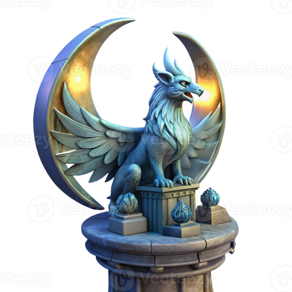 magnificent artistic A Majestic Griffin Perched Atop a high quality png
