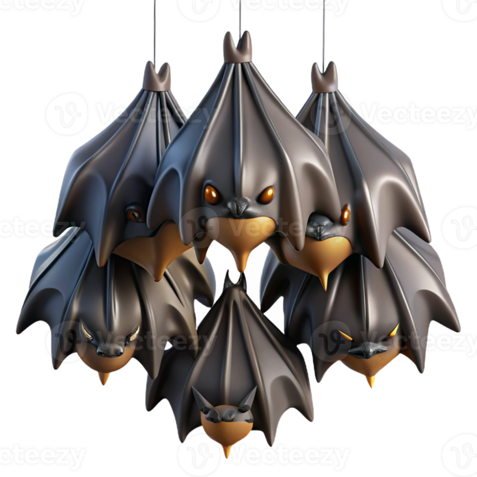 beautiful vintage A Colony of Bats Hanging Upside Down in authentic png