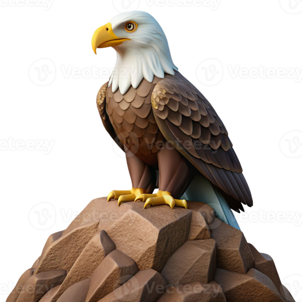 vibrant contemporary A Majestic Bald Eagle Perched on a detailed png