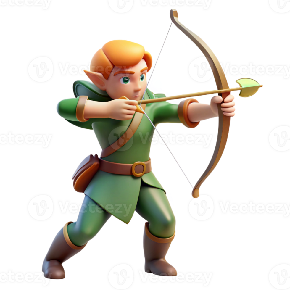 impressive artistic A Graceful Elf Archer Aiming at a original png