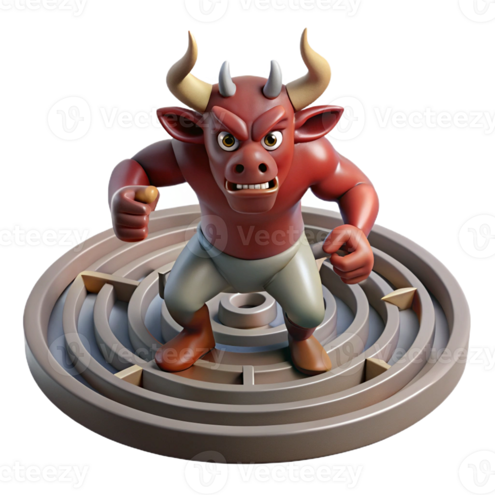 impressive artistic A Fierce Minotaur Trapped in a high resolution png