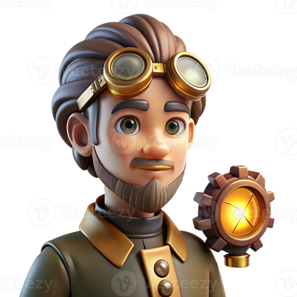 beautiful traditional Portrait of a Curious Steampunk high quality png
