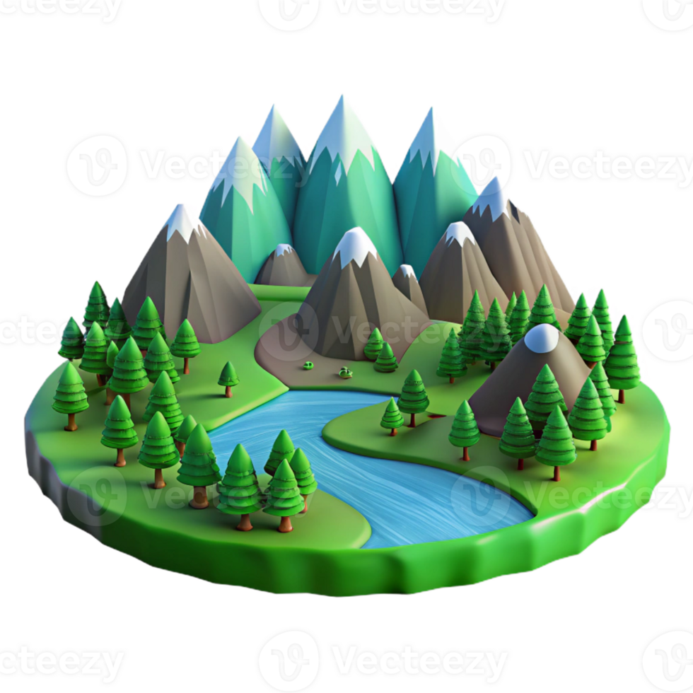 beautiful minimalist A Lush Green Valley Surrounded by premium png